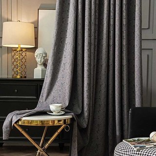 Allure Luxury Jacquard Charcoal and Midnight Blue Lace Curtain 3