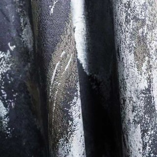 Dazzling Brushwork Luxury Jacquard Grey & Silver Abstract Curtain 4