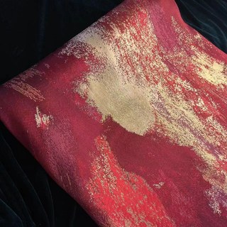 Dazzling Brushwork Luxury Jacquard Red & Gold Abstract Curtain