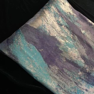 Dazzling Brushwork Luxury Jacquard Teal & Blue Abstract Curtain 5