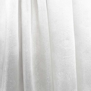 Rolling Hills Art Deco Shimmering Ivory White Voile Curtains 2