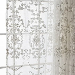 Royal Embroidered White Voile Curtain