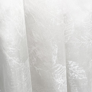 Shimmering Leaves Ivory White Voile Curtain 4