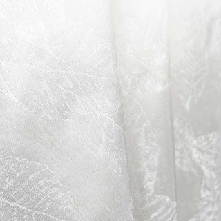 Shimmering Leaves Ivory White Voile Curtain 3