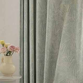 Leafy Lushness Tropical Leaves Sage Green Blackout Curtains 1