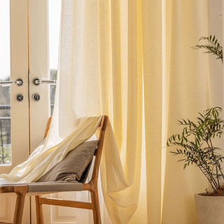 The Bright Side Cream Yellow Heavy Voile Curtain 1