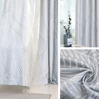 Dancing Seagrass Ash Grey Floral Curtains 4