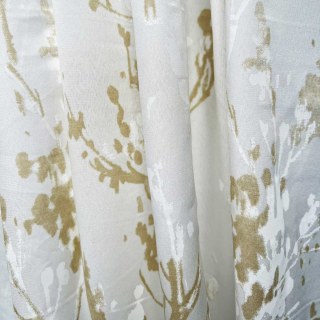 Painted Veil Abstract Watercolour Ivory White and Gold Floral Voile Curtains 1