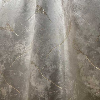 Lunar Gold Luxury Jacquard Abstract Grey Floral Curtain 2