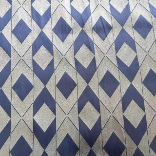 Azure Illusion Blue and Silver Diamond Geometric Curtains 4