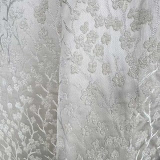 Cherry Blossoms Cream Floral Chenille Blackout Curtain 7