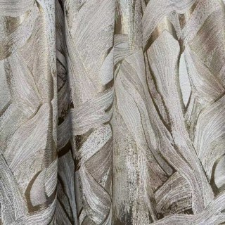 Dreamscape Luxury Jacquard Abstract Cream and Gold Curtains 4