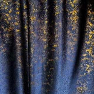 Golden Nebula Luxury Jacquard Dark Blue Curtains with Gold Glitters