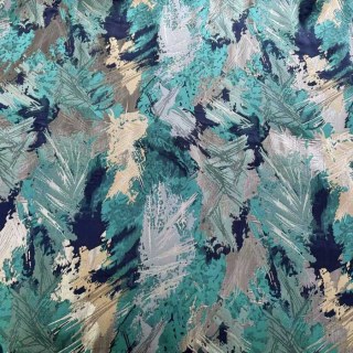 Jungle Mist Luxury Jacquard Teal Blue Abstract Curtains 6