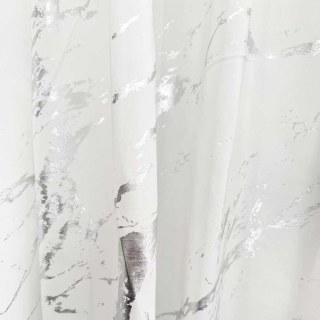 Lunar Marble Abstract White and Silver Voile Curtains 4