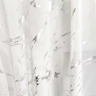 Lunar Marble Abstract White and Silver Voile Curtains 2