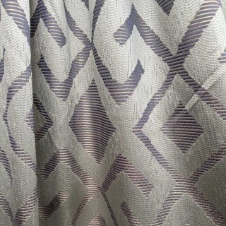 Luxe Labyrinth Silver and Blue Geometric Curtains 4