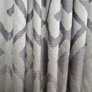 Luxe Labyrinth Silver and Blue Geometric Curtains 3
