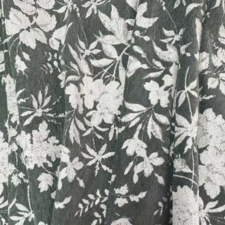 Midsummer Night Dark Olive Green Floral Chenille Curtains 2