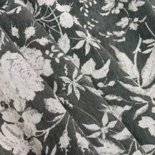 Midsummer Night Dark Olive Green Floral Chenille Curtains 5