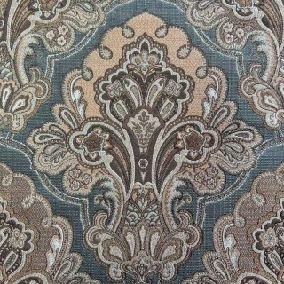 Regal Elegance Blue and Brown Damask Curtains