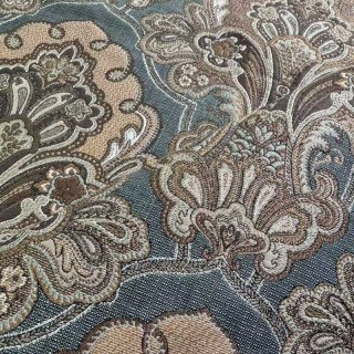 Regal Elegance Blue and Brown Damask Curtains 4