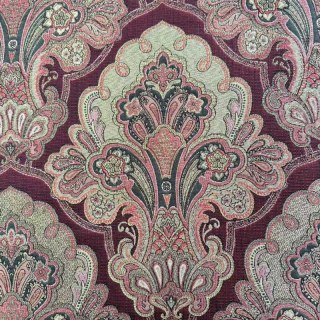 Regal Elegance Burgundy Wine Red Damask Curtain