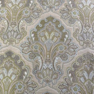 Regal Elegance Jacquard Cream and Olive Green Damask Curtain 2