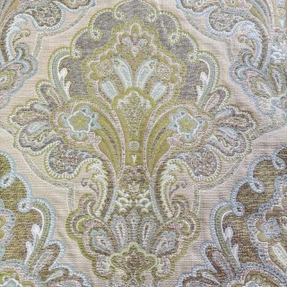 Regal Elegance Jacquard Cream and Olive Green Damask Curtain