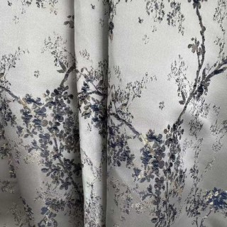 Starlit Bloom Luxury Jacquard Silver & Blue Floral Curtains 2