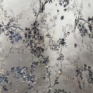 Starlit Bloom Luxury Jacquard Silver & Blue Floral Curtains 5