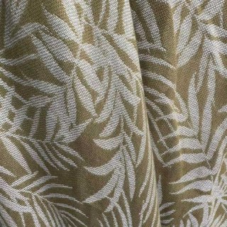 Tropical Breeze Jacquard Olive Green Linen Style Sheer Curtain 4