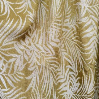 Tropical Breeze Jacquard Olive Green Linen Style Sheer Curtain