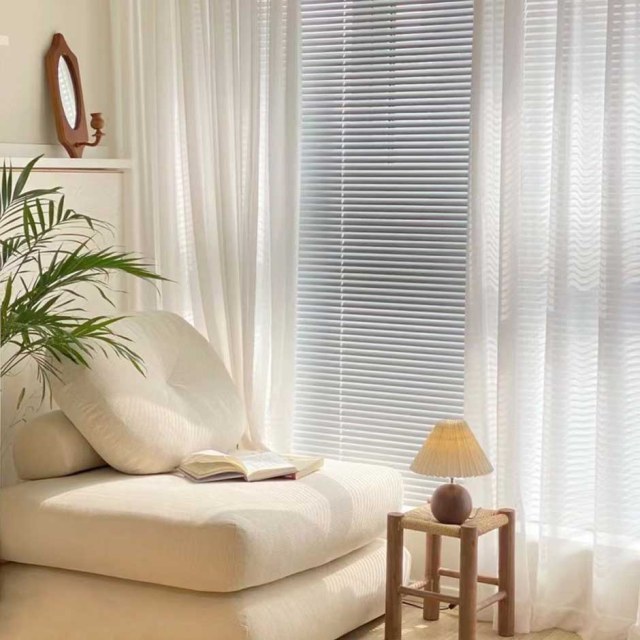 Whisper Wave Shimmering White Mesh Net Voile Curtains 1