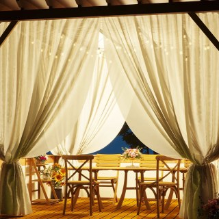 Avila Waterproof Textured Cream Yellow Outdoor Voile Curtain 2