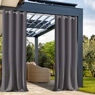 Malibu Waterproof Triple Weave Twill Blackout Dark Grey Outdoor Curtain