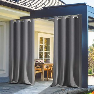 Malibu Waterproof Triple Weave Twill Blackout Dark Grey Outdoor Curtain 2