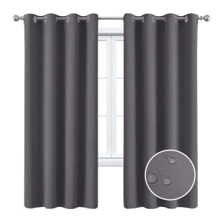 Malibu Waterproof Triple Weave Twill Blackout Dark Grey Outdoor Curtain 3