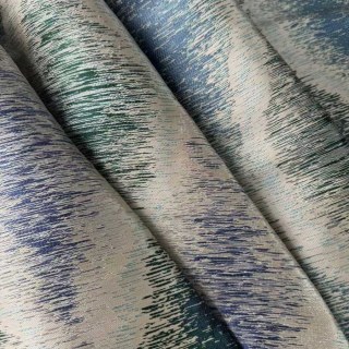 Ikat Ripples Blue and Teal Ogee Geometric Curtains 2