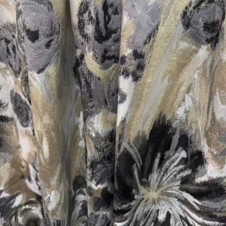 Noir Petals Black and Cream Abstract Floral Curtains 3