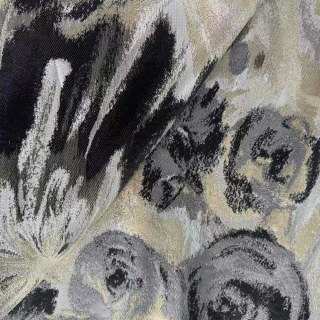 Noir Petals Black and Cream Abstract Floral Curtains 4