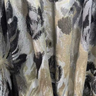 Noir Petals Black and Cream Abstract Floral Curtains 7