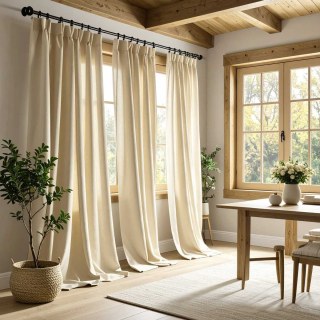 Cotton Club Pure Cotton Cream Heavy Semi Sheer Voile Curtain