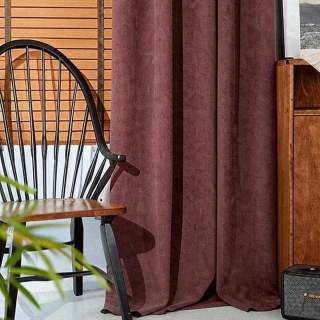 Double Plush Maroon Rich Chocolate Brown Chenille Blackout Curtain