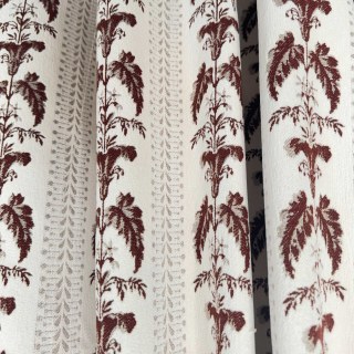 Heirloom Stripe Heavyweight Maroon Reddish Brown Floral Chenille Curtain