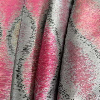 Ikat Ripples Black Magenta Red Geometric Curtains with Gold Details 2