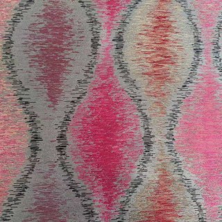 Ikat Ripples Black Magenta Red Geometric Curtains with Gold Details