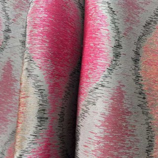Ikat Ripples Black Magenta Red Geometric Curtains with Gold Details 3