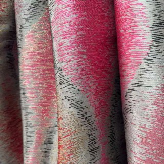Ikat Ripples Black Magenta Red Geometric Curtains with Gold Details 5