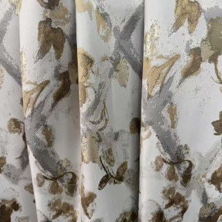Lattice Bloom Jacquard Cream Gold Floral Curtains